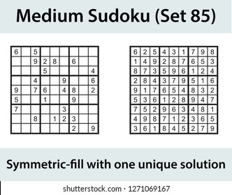 Vector Sudoku puzzle with solution - medium level