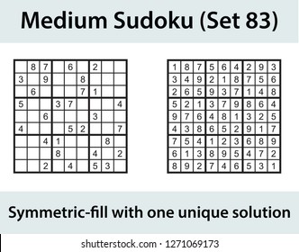 Vector Sudoku puzzle with solution - medium level