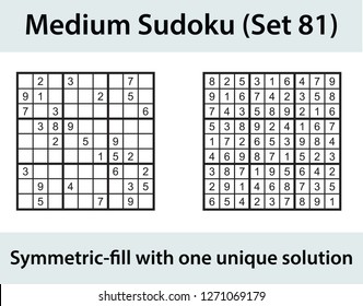 Vector Sudoku puzzle with solution - medium level