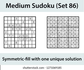 Vector Sudoku puzzle with solution - medium level