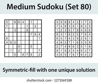 Vector Sudoku puzzle with solution - medium level