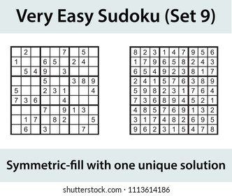 Vector Sudoku puzzle with solution - very easy level