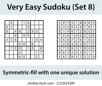 Vector Sudoku puzzle with solution - very easy level