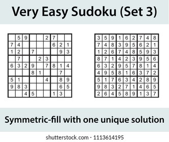 Vector Sudoku puzzle with solution - very easy level