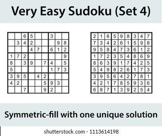 Vector Sudoku puzzle with solution - very easy level