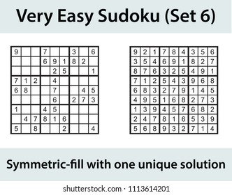 Vector Sudoku puzzle with solution - very easy level