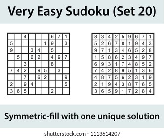 Vector Sudoku puzzle with solution - very easy level