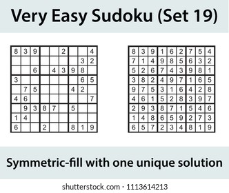 Vector Sudoku puzzle with solution - very easy level