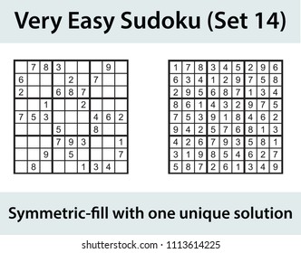 Vector Sudoku puzzle with solution - very easy level