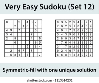 Vector Sudoku puzzle with solution - very easy level