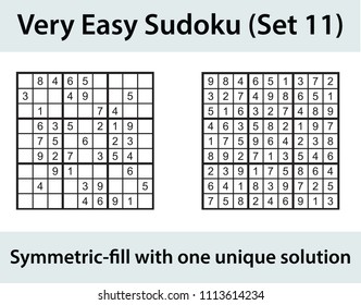 Vector Sudoku puzzle with solution - very easy level