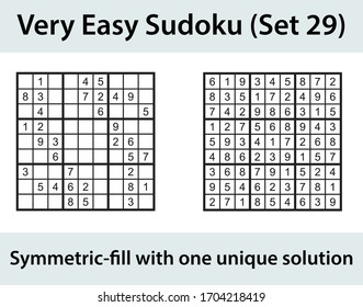 Vector Sudoku puzzle with solution - very easy level