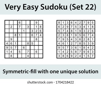 Vector Sudoku puzzle with solution - very easy level