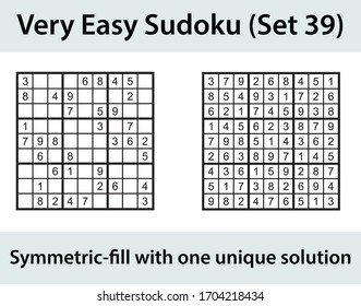 Vector Sudoku puzzle with solution - very easy level