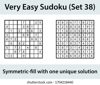 Vector Sudoku puzzle with solution - very easy level