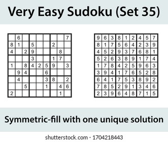 Vector Sudoku puzzle with solution - very easy level