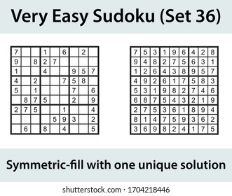 Vector Sudoku puzzle with solution - very easy level