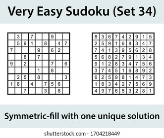 Vector Sudoku puzzle with solution - very easy level