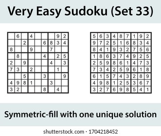 Vector Sudoku puzzle with solution - very easy level