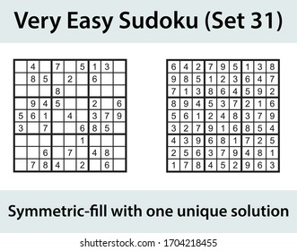 Vector Sudoku puzzle with solution - very easy level