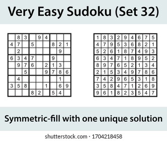 Vector Sudoku puzzle with solution - very easy level