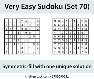 Vector Sudoku puzzle with solution - very easy level