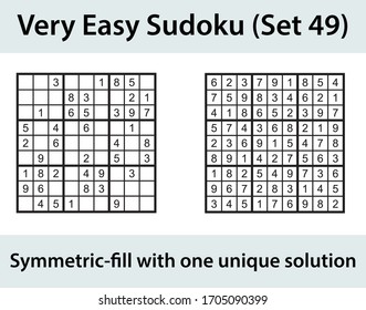 Vector Sudoku puzzle with solution - very easy level