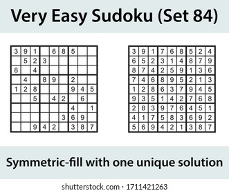 Vector Sudoku puzzle with solution - very easy difficulty level