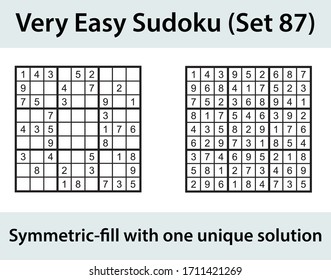 Vector Sudoku puzzle with solution - very easy difficulty level