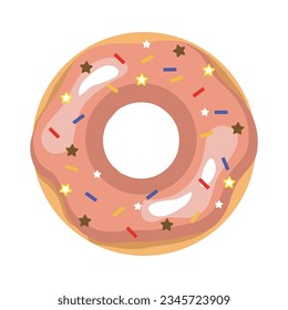 Vector sugar donut. Delicious donut.Sweets. Vector pink donut.