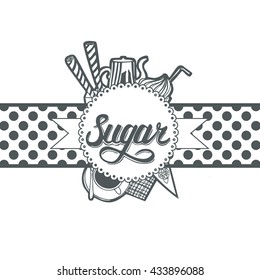 Vector sugar label black and white 