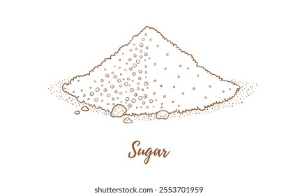 Vector sugar line art illustration, graphic line art. Brown sugar spice for mulled wine. Elegant line botanical illustration. Great for any designs, textile, art, walls, package