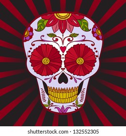 Calavera de azúcar vectorial. Día de los Muertos. Halloween