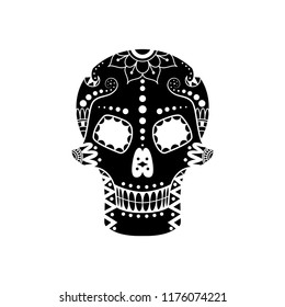 Vector sugar skull with floral pattern. Illustration for Day of the Dead