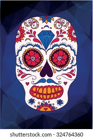 Vector sugar skull. Mexican skull. Day of the dead skull. Dia de los muertos skull illustration. EPS10 vector illustration with place for your text. Easy editable.