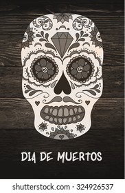 Vector sugar skull. Mexican skull. Day of the dead skull. Dia de los muertos skull illustration. EPS10 vector illustration with place for your text. Easy editable.