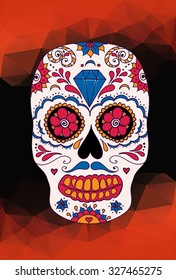 Vector sugar skull. Mexican skull. Day of the dead skull. Dia de los muertos skull illustration. EPS10 vector illustration on abstract background. Easy editable.