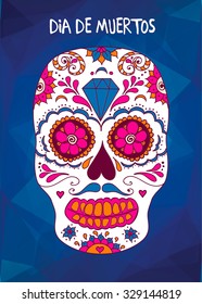 Vector sugar skull. Mexican skull. Day of the dead skull. Dia de los muertos skull illustration. EPS10 vector illustration with place for your text. Easy editable.