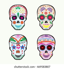 Vector of sugar skulls symbol or icon
