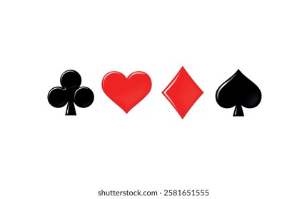 
Vector Suit Icons, Suits Diamonds Hearts Spades Icons, Casino Poker and Gambling Graphic Elements, Outline Icon, Red, Black