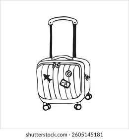 Vector suitcase hand drawing illustration icon holiday vacation travel