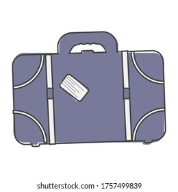 Vector suitcase icon cartoon style on white isolated background.