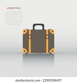 Vector suitcase icon in flat style. Case for tourism, journey, trip sign illustration pictogram. Suitcase business concept.