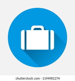 Vector suitcase icon on blue background. Flat image baggage with long shadow. Layers grouped for easy editing illustration. For your design.