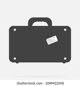 Vector suitcase icon on gray background