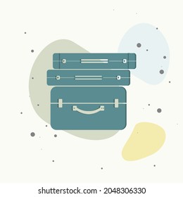 Vector suitcase icon on multicolored background. Layers grouped for easy editing illustration. For your design.