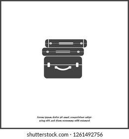 Vector suitcase icon on white isolated background. Layers grouped for easy editing illustration. For your design.