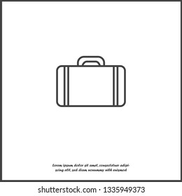 Vector suitcase icon on white isolated background. Layers grouped for easy editing illustration. For your design.