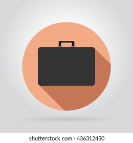 Vector Suitcase Orange Icon Flat Style