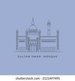 vector of sultan omar mosque line art logo symbol illstration design